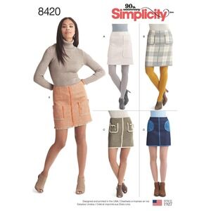 Simplicity Sewing Pattern D0718 / 8420 Skirt Pockets Mini Short Miss Size 14-22